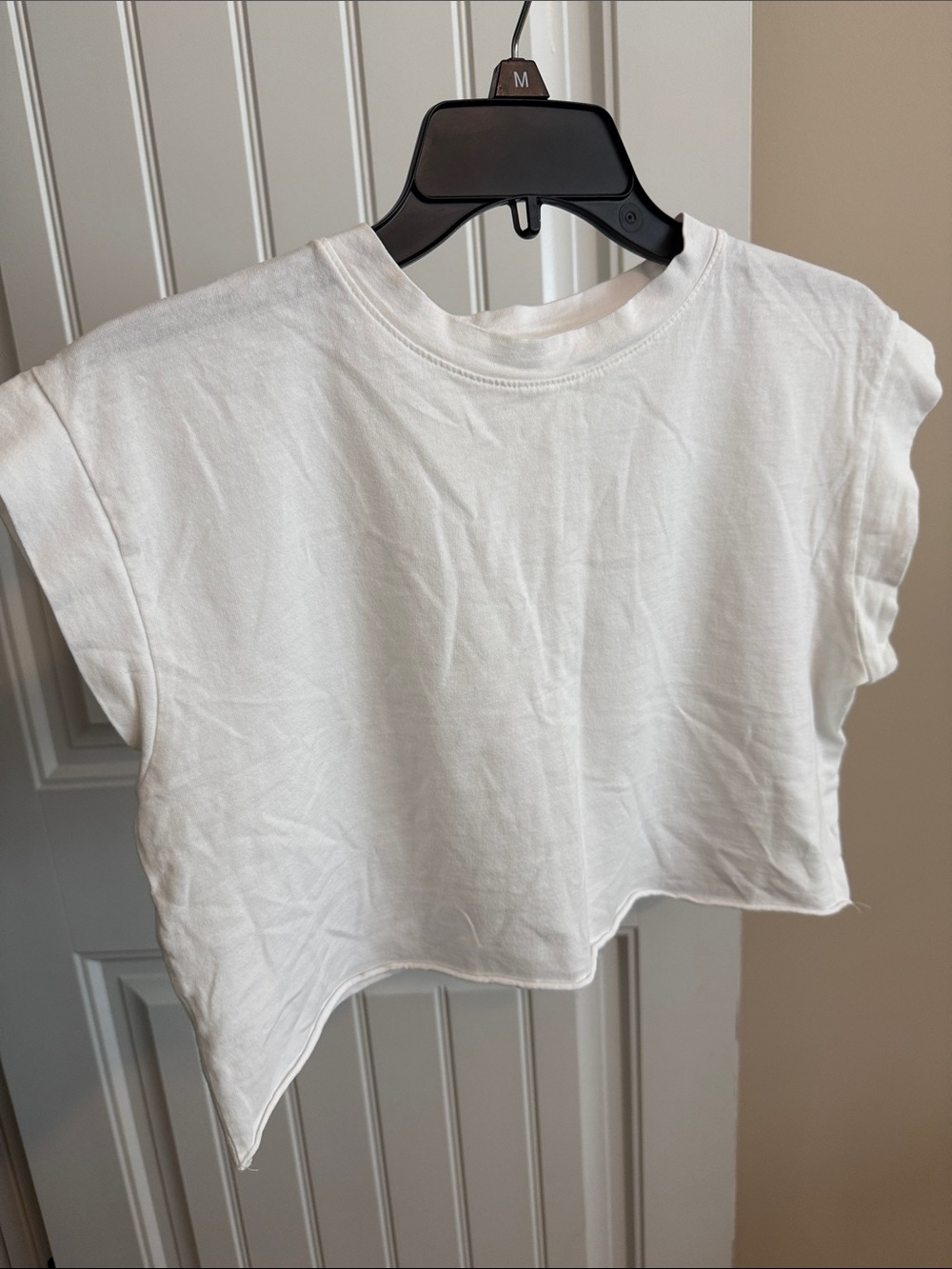 White Cropped Muscle Boxy Tee XS